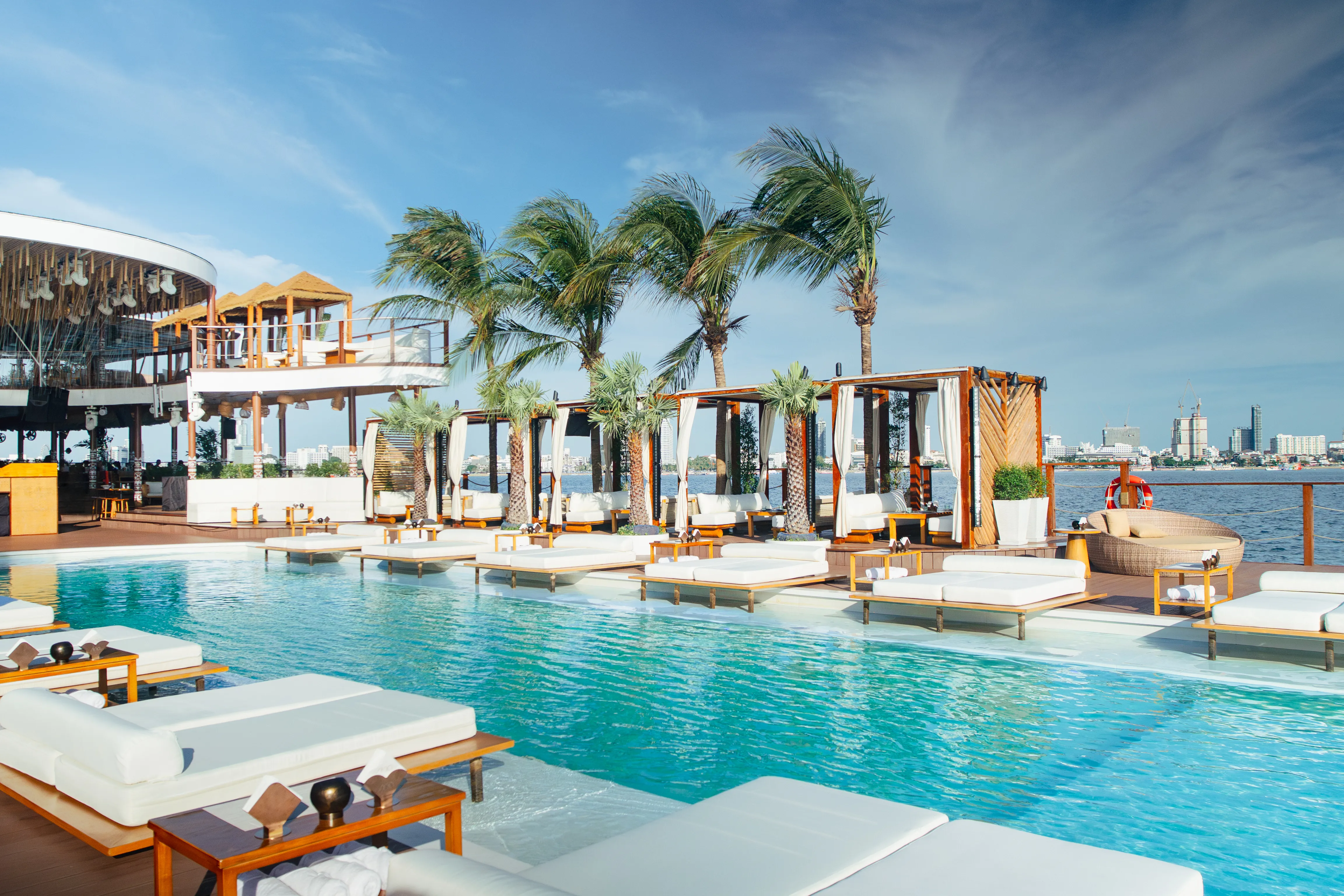 Sunset deck at Sina Pattaya floating beach club